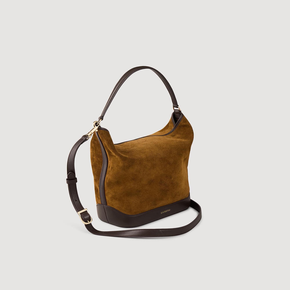Sandro Women TANGOSO suede and leather bucket bag