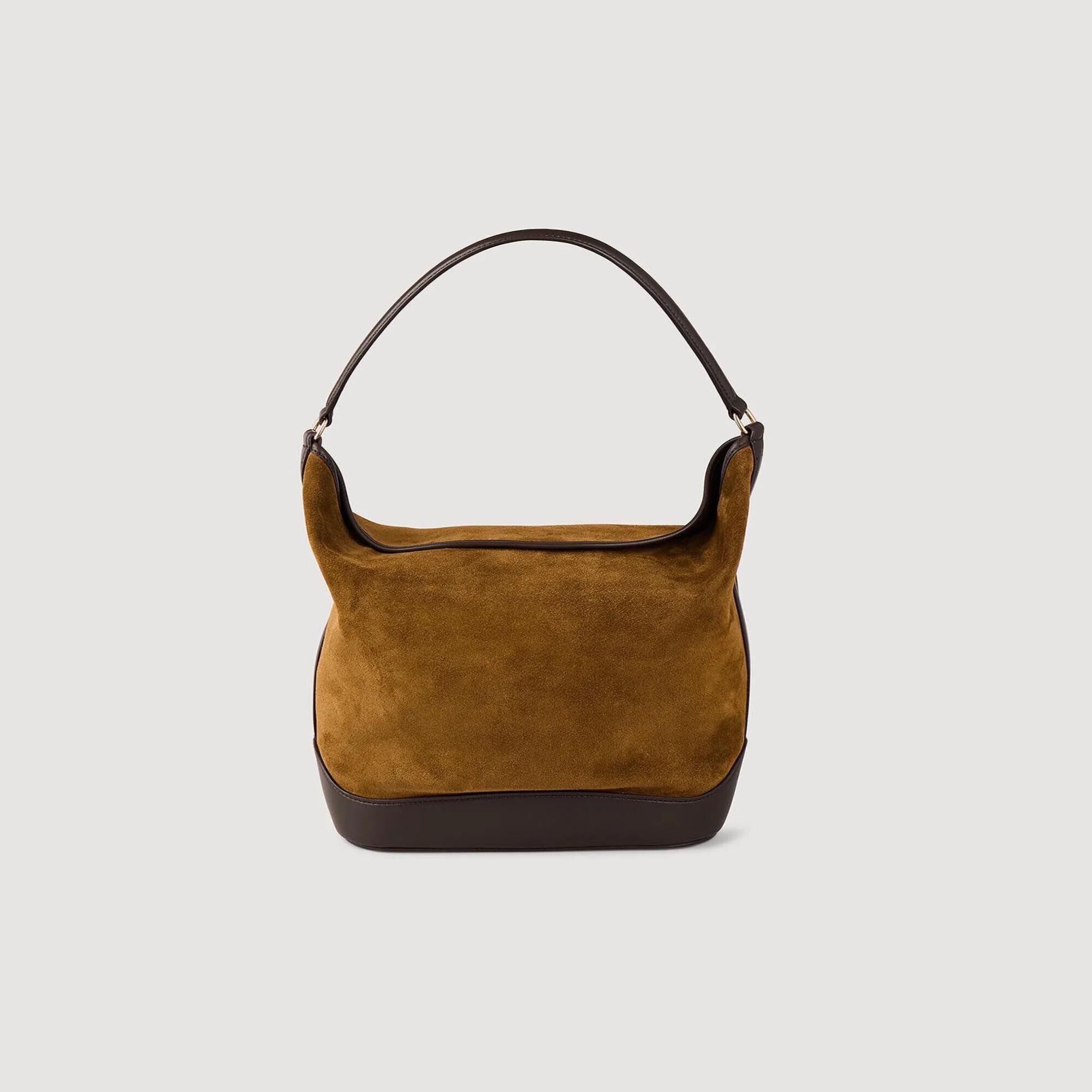 Sandro Women TANGOSO suede and leather bucket bag