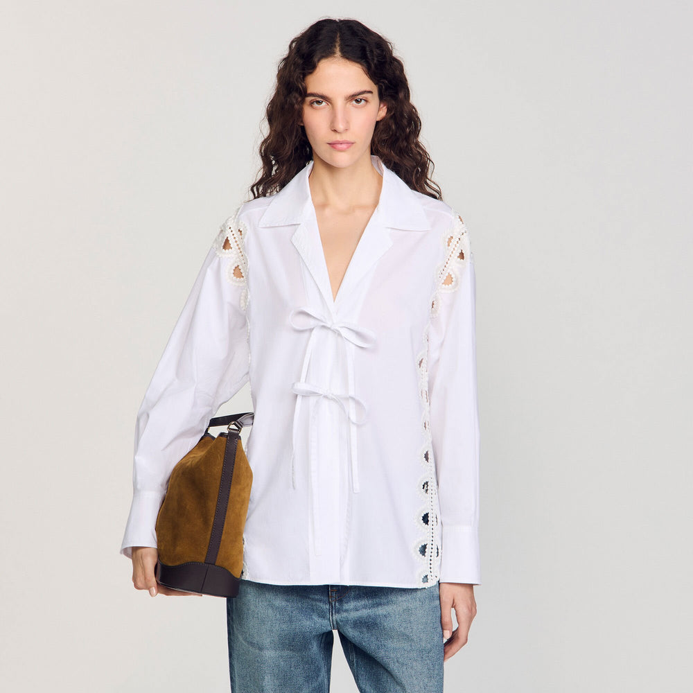 Sandro Women TANGOSO suede and leather bucket bag