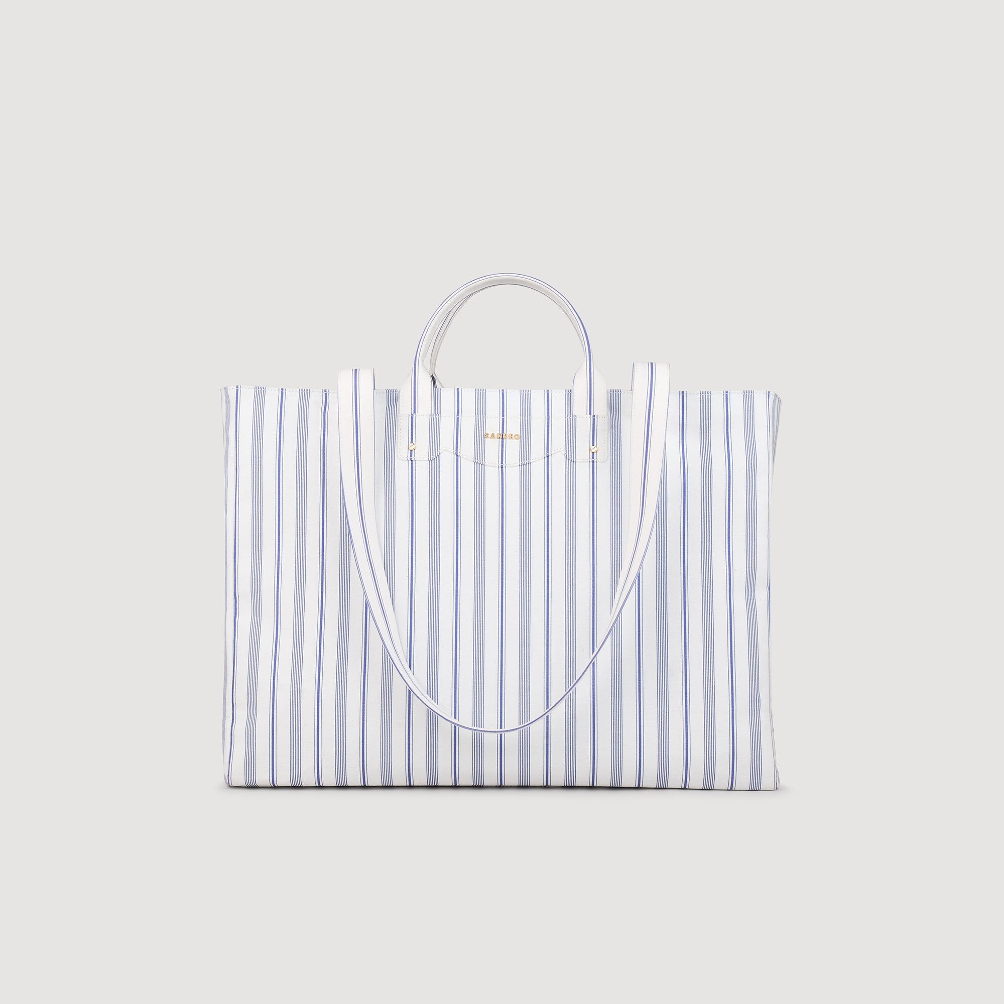 Sandro Women Striped canvas tote bag