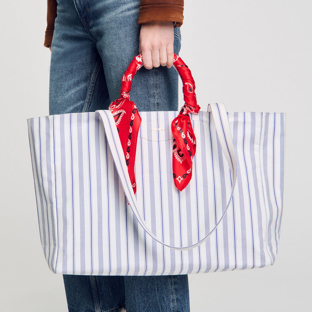Sandro Women Striped canvas tote bag