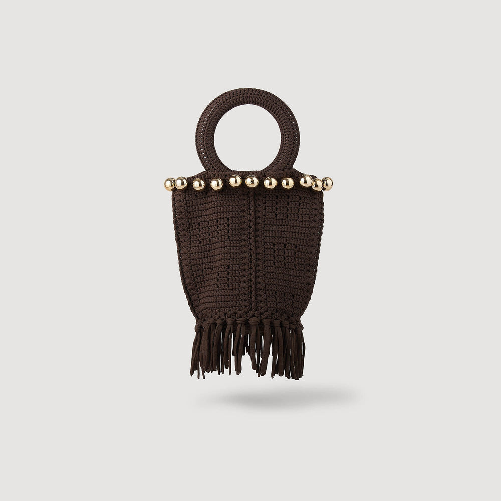 Sandro Women Small beaded fringed crochet bag