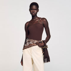 Sandro Women Small beaded fringed crochet bag