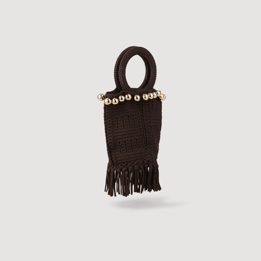 Sandro Women Small beaded fringed crochet bag