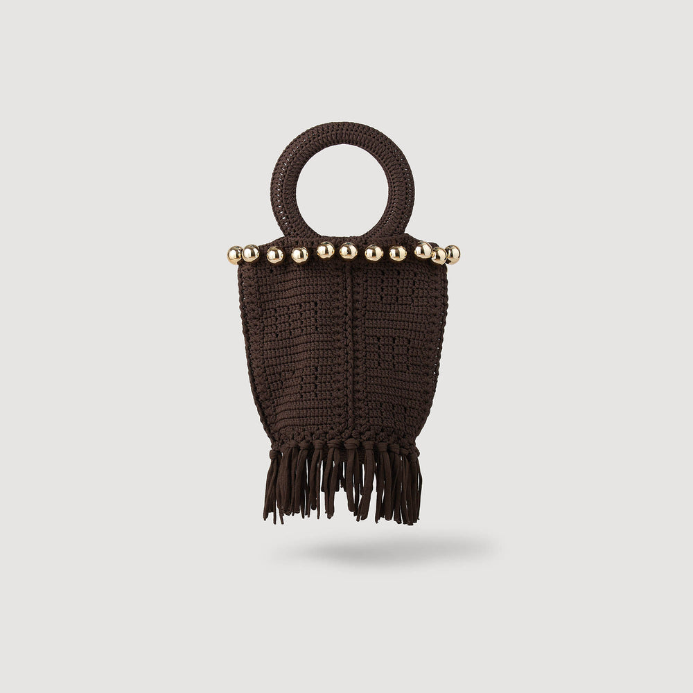 Sandro Women Small beaded fringed crochet bag