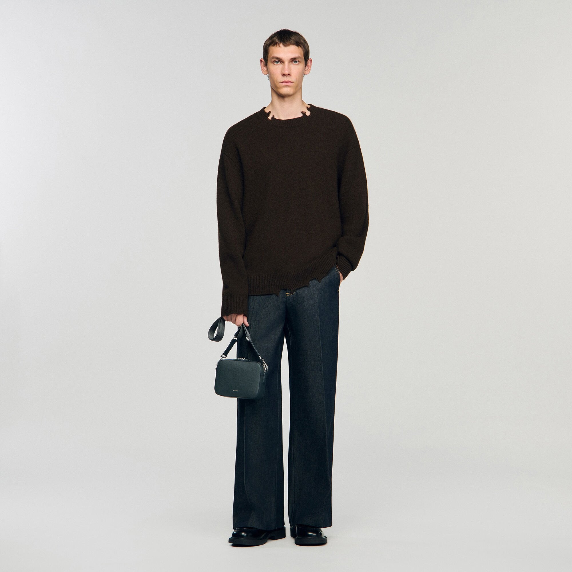 Sandro Men Small reconstituted leather bag