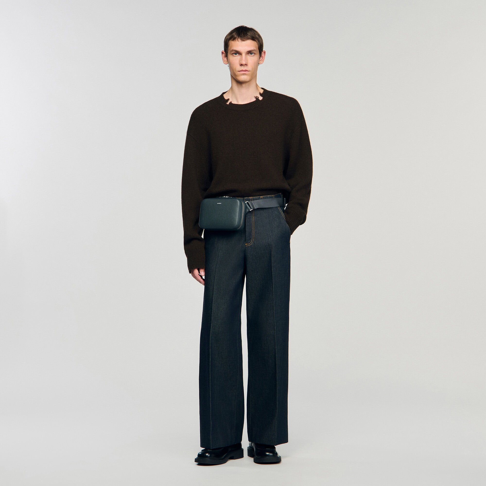 Sandro Men Small reconstitued leather bag