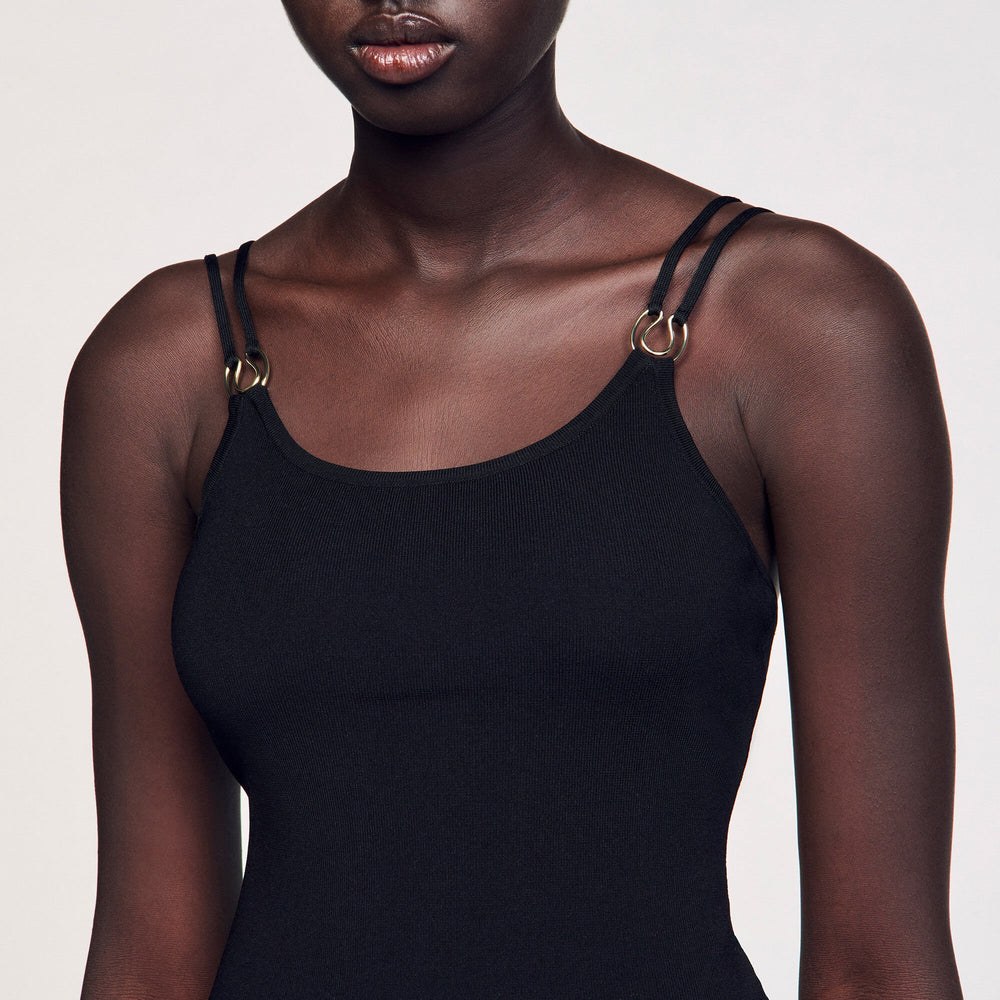 Sandro Women Jewelery detail knit leotard