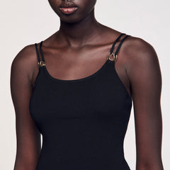 Sandro Women Jewelery detail knit leotard