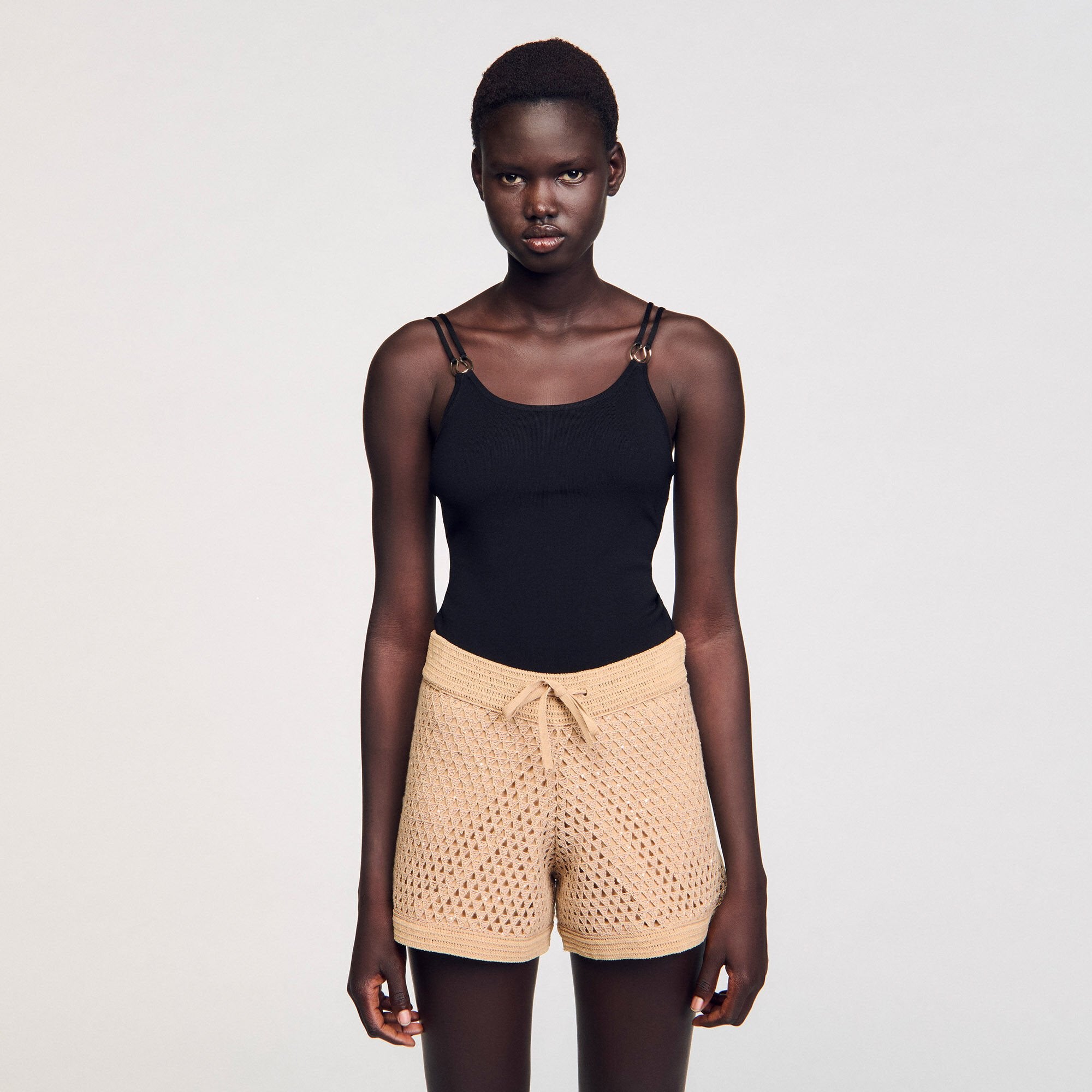 Sandro Women Jewelery detail knit leotard