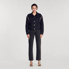 Sandro Women Oversized denim jacket with rhinestones