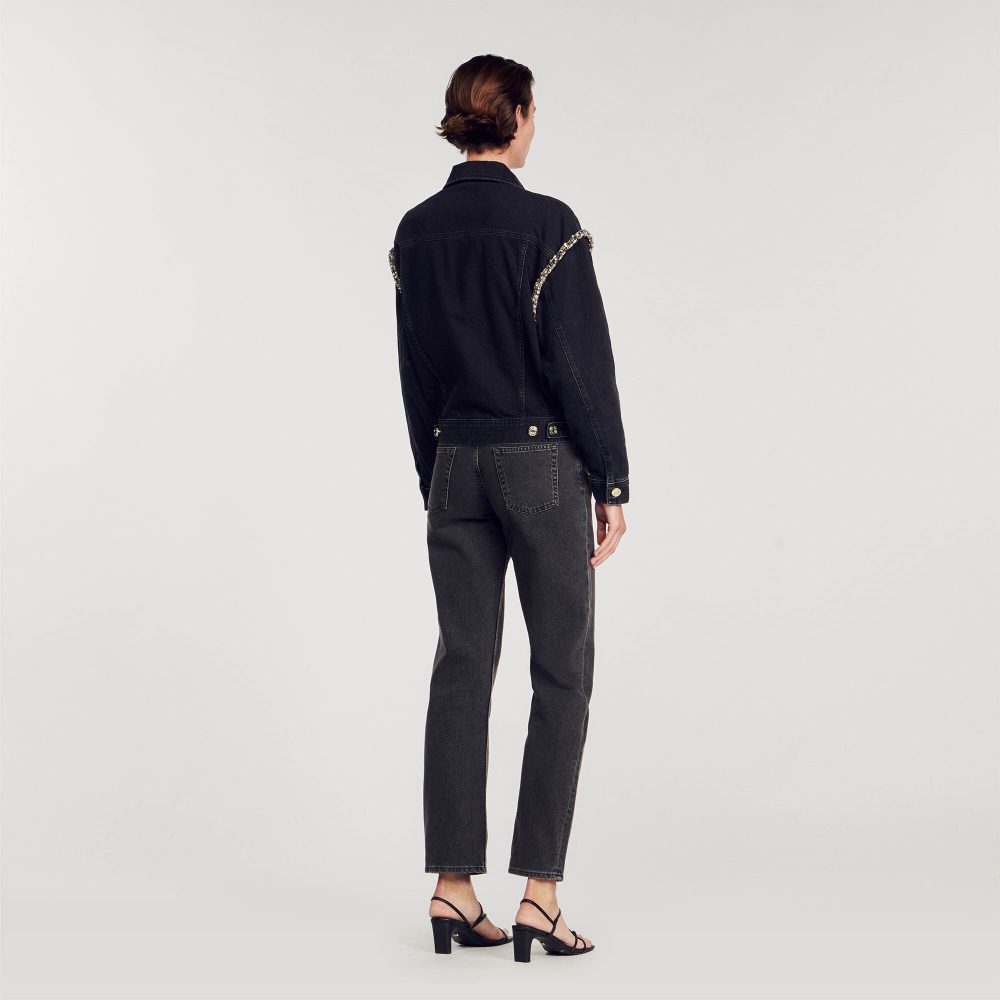 Sandro Women Oversized denim jacket with rhinestones