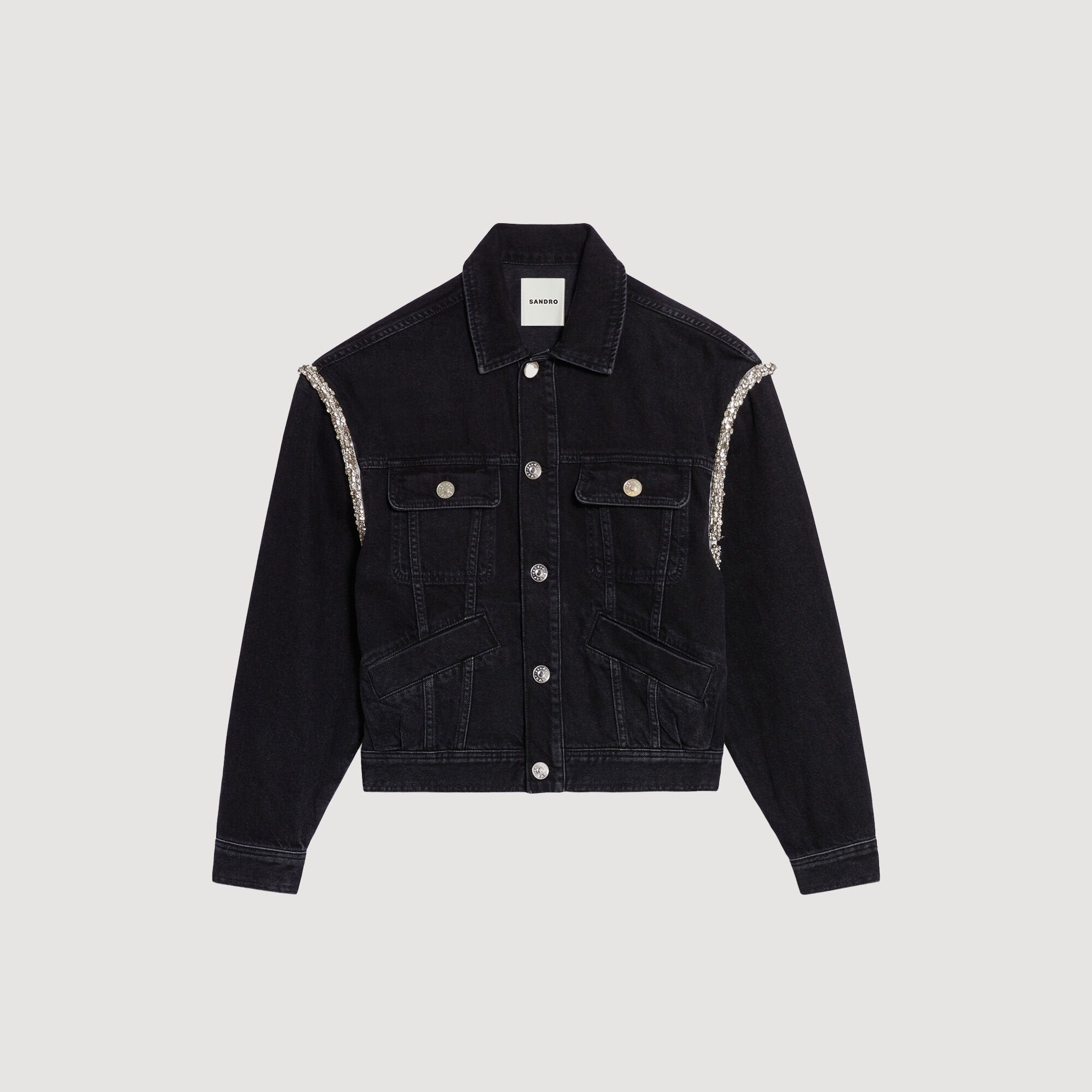 Sandro Women Oversized denim jacket with rhinestones