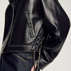 Sandro Women Distressed leather jacket