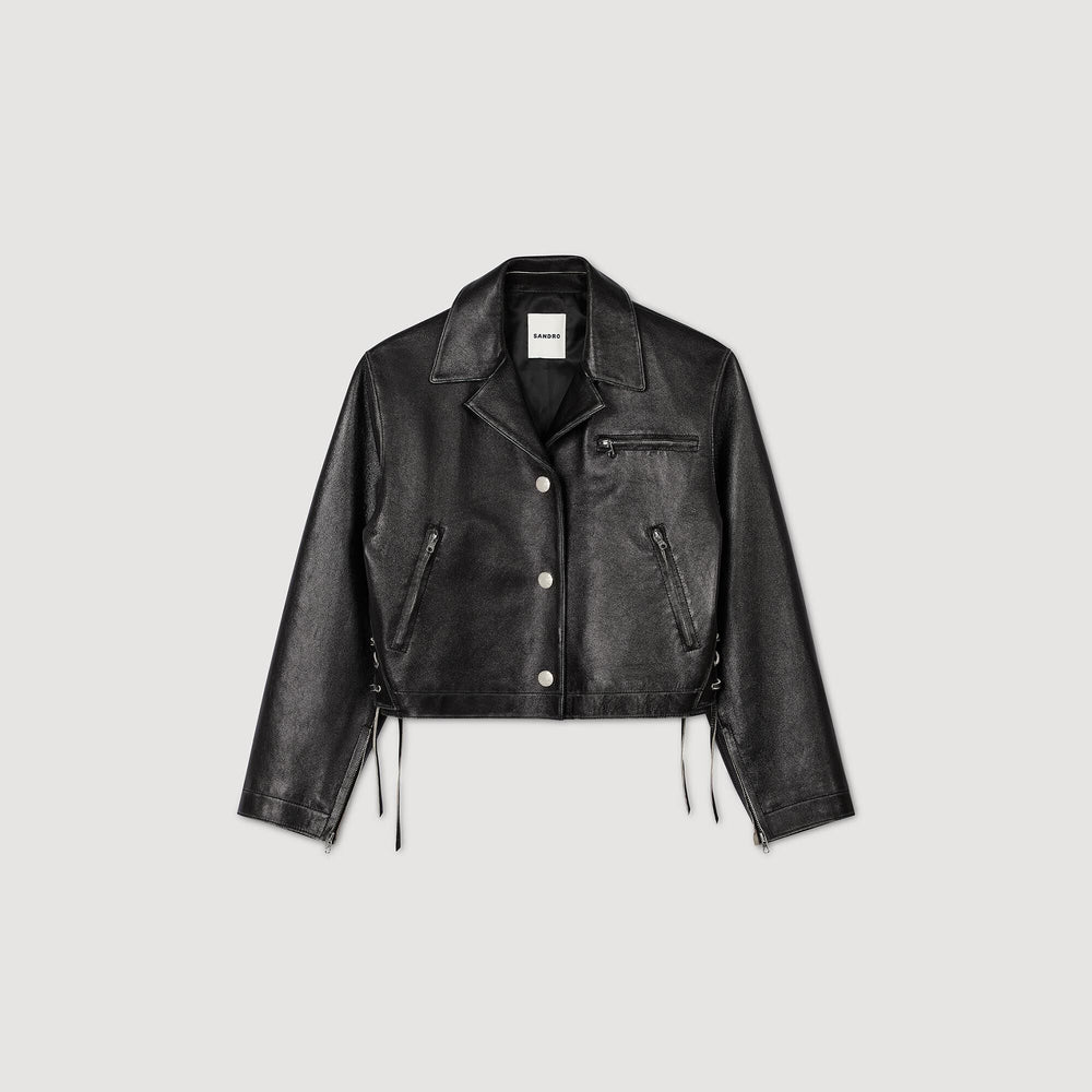 Sandro Women Distressed leather jacket