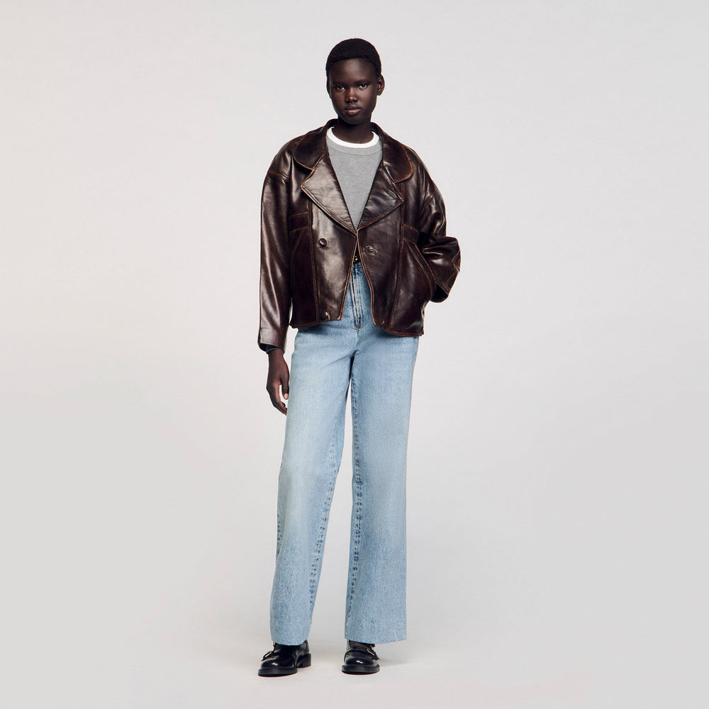 Sandro Women Oversized leather jacket