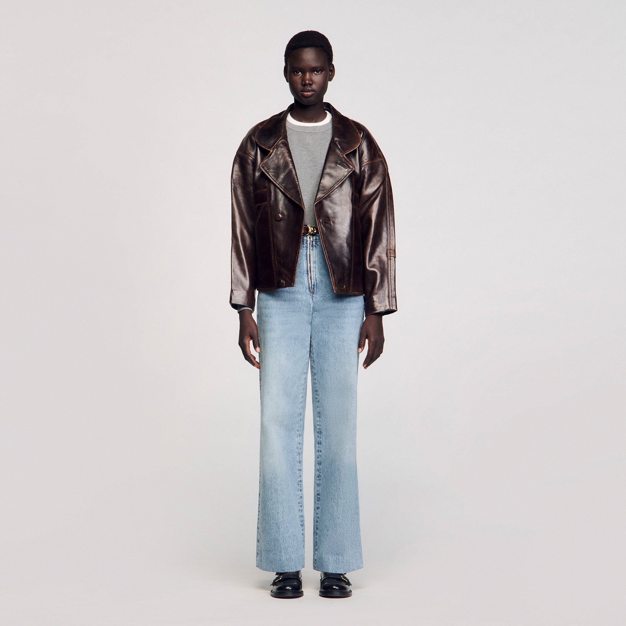Sandro Women Oversized leather jacket