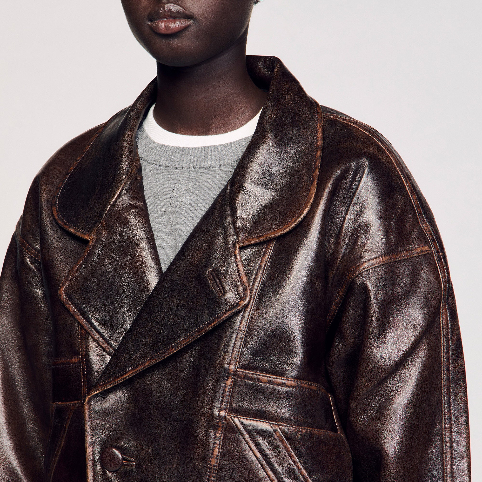 Sandro Women Oversized leather jacket