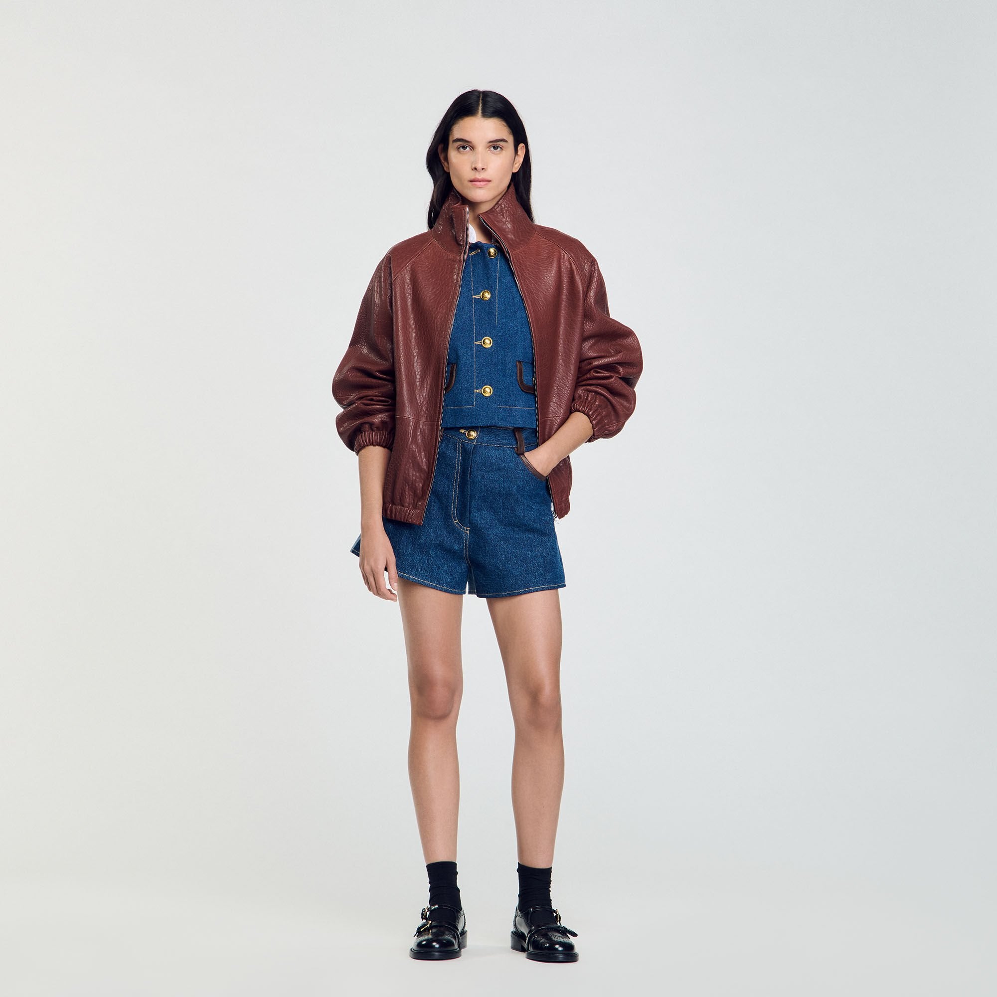 Sandro Women Oversized leather jacket