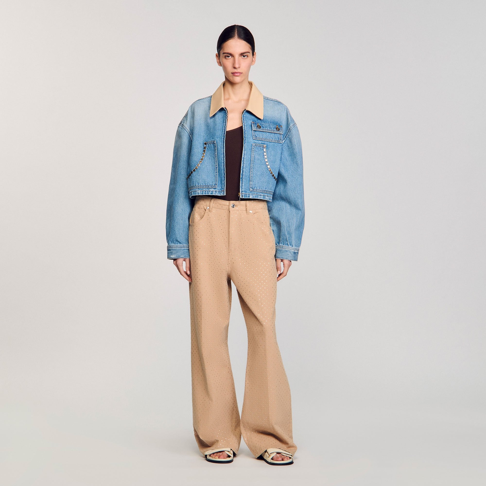 Sandro Women Denim jacket with studs