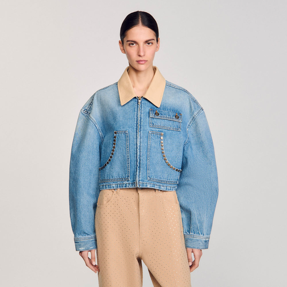Sandro Women Denim jacket with studs