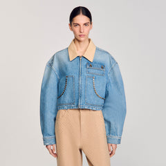 Sandro Women Denim jacket with studs