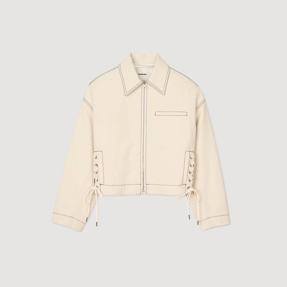 Sandro Women Denim lace-up jacket
