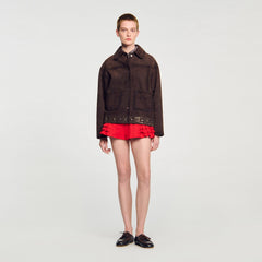 Sandro Women Studded suede leather jacket