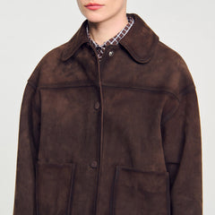 Sandro Women Studded suede leather jacket