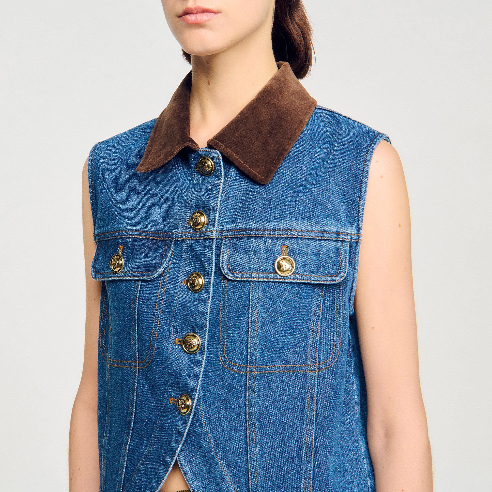 Sandro Women Sleeveless denim jacket