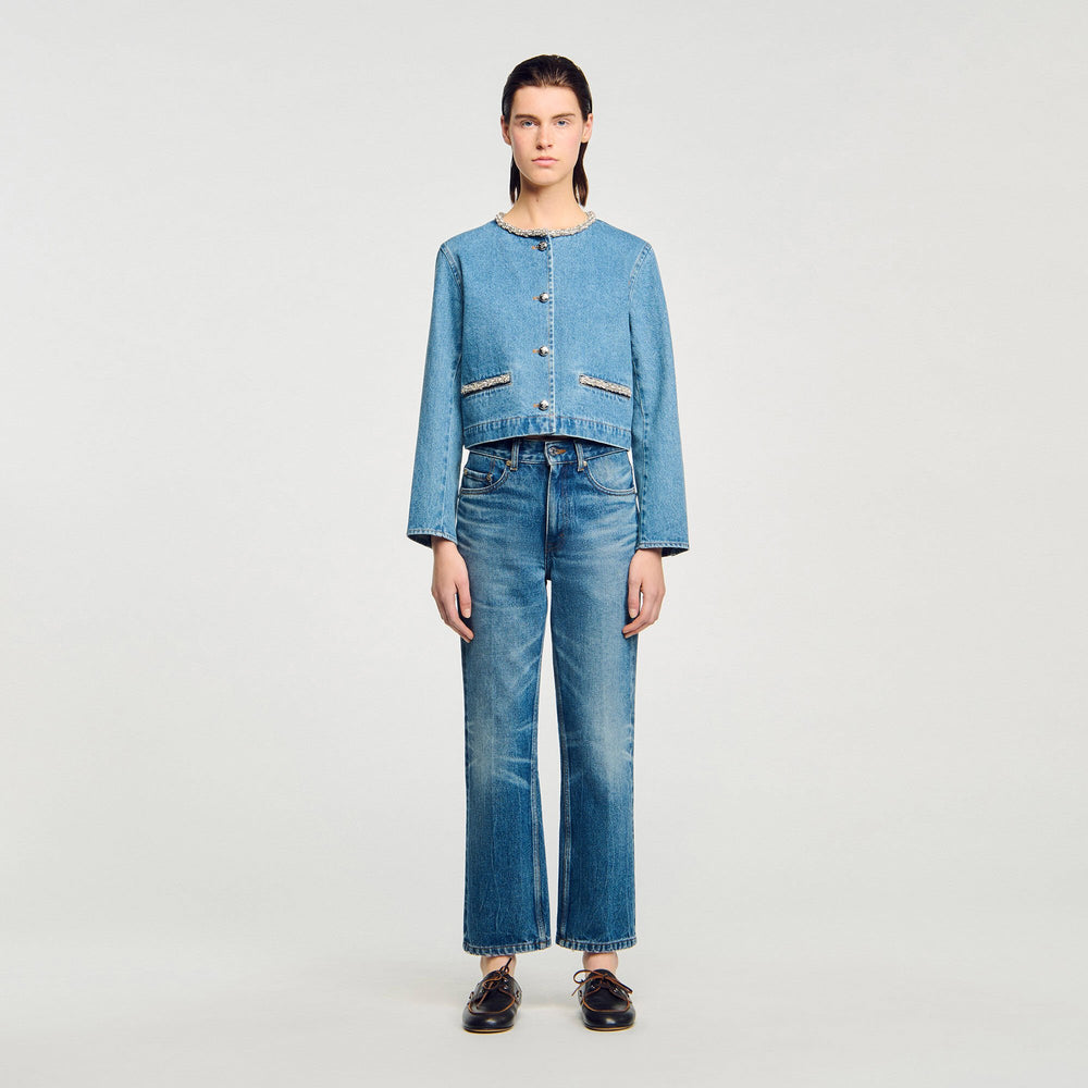 Sandro Women Rhinestone denim jacket