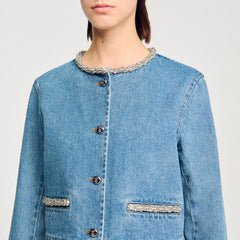 Sandro Women Rhinestone denim jacket