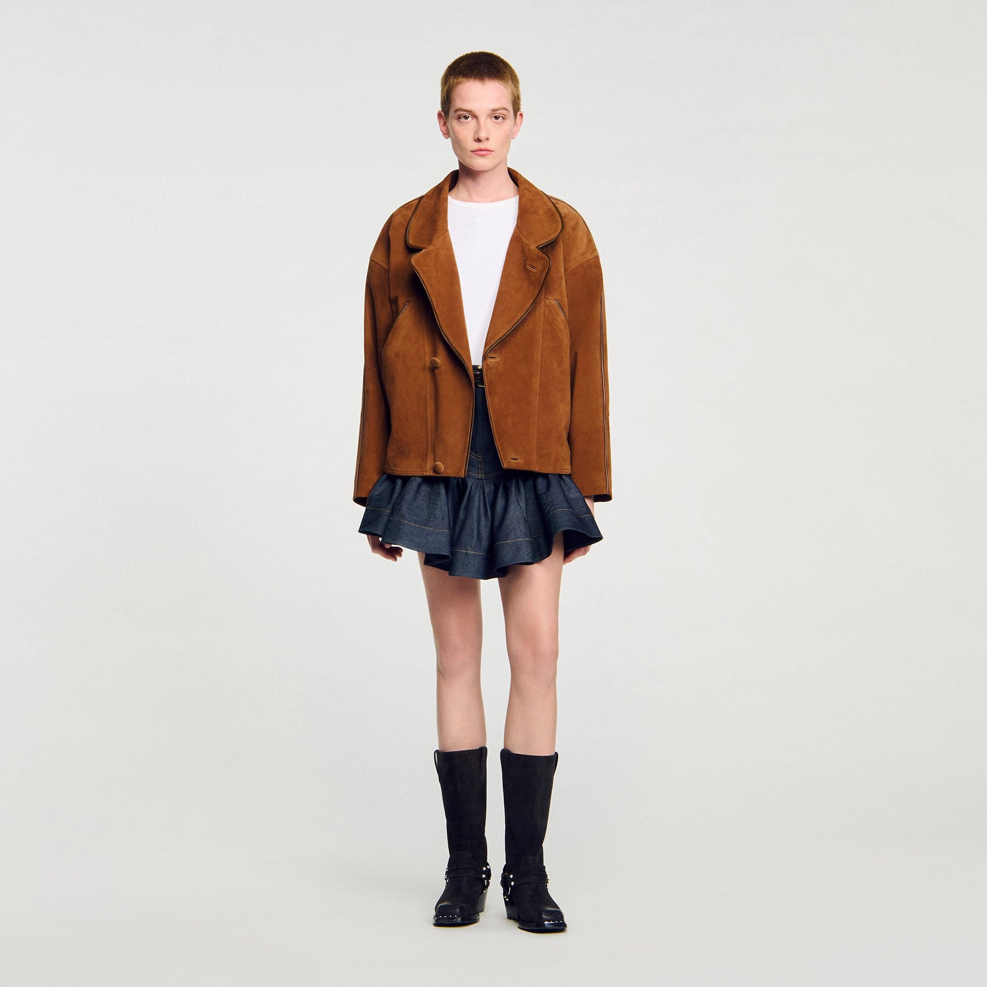 Sandro Women Oversized suede jacket