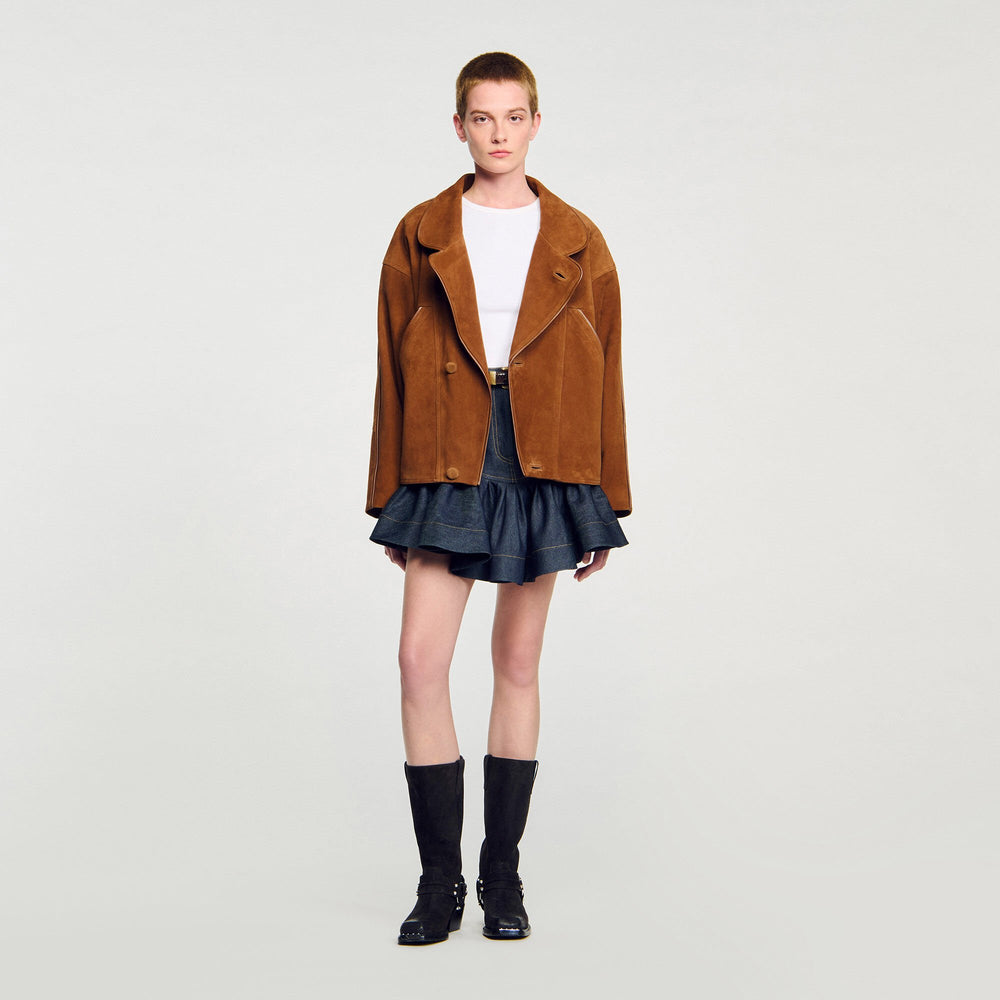 Sandro Women Oversized suede jacket