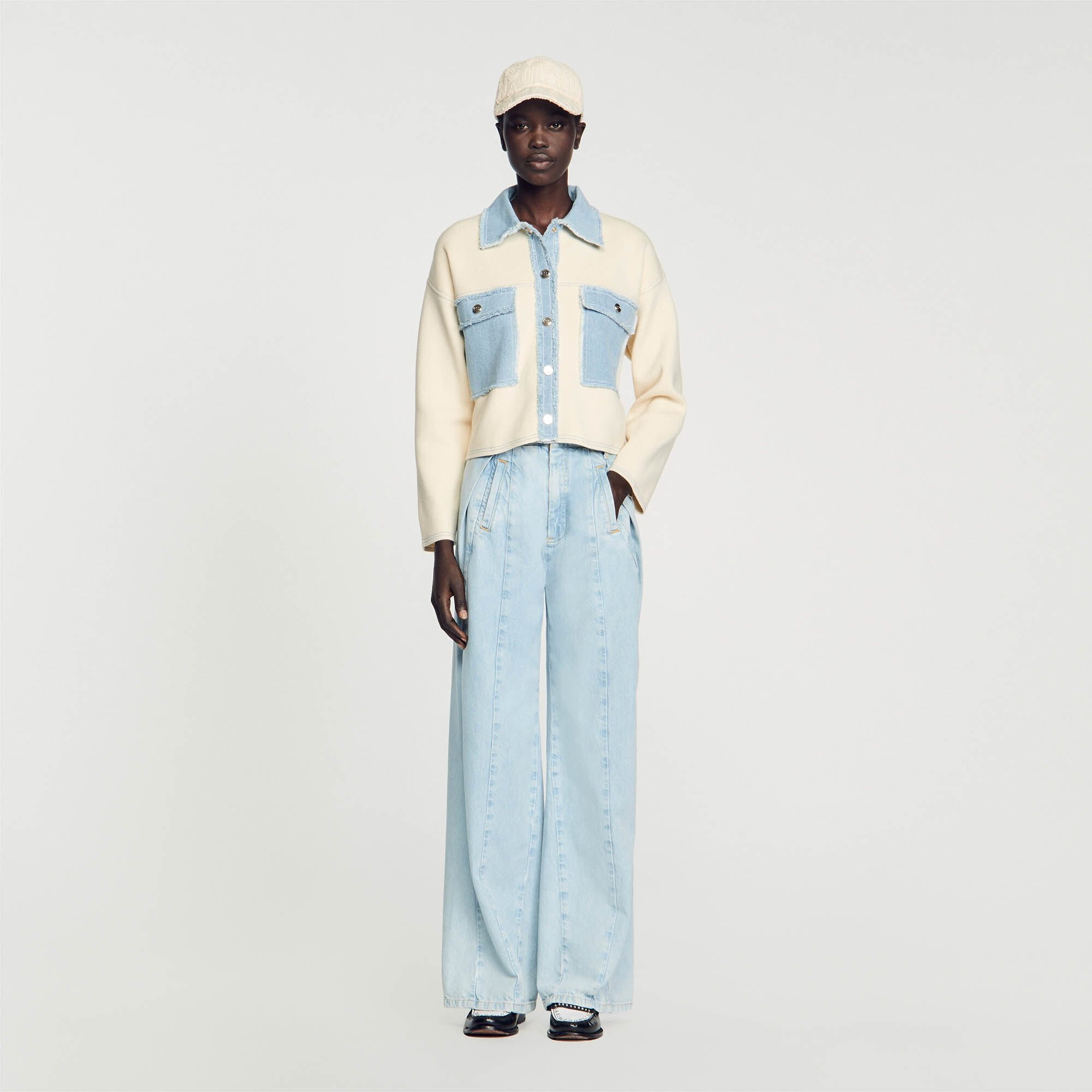 Sandro Women Oversized dual-material coatigan