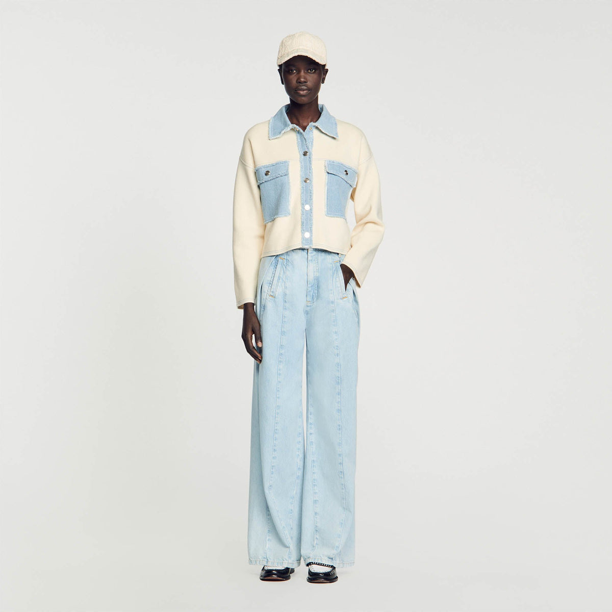Sandro Women Oversized dual-material coatigan