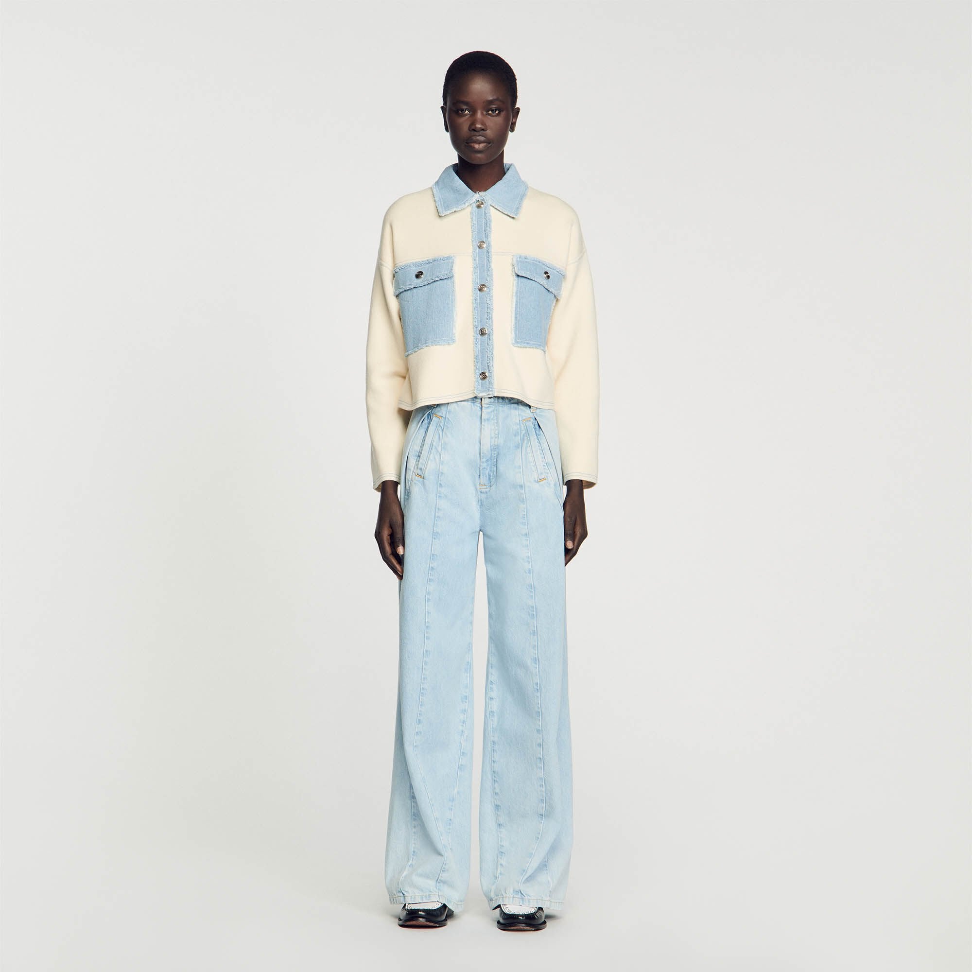Sandro Women Oversized dual-material coatigan