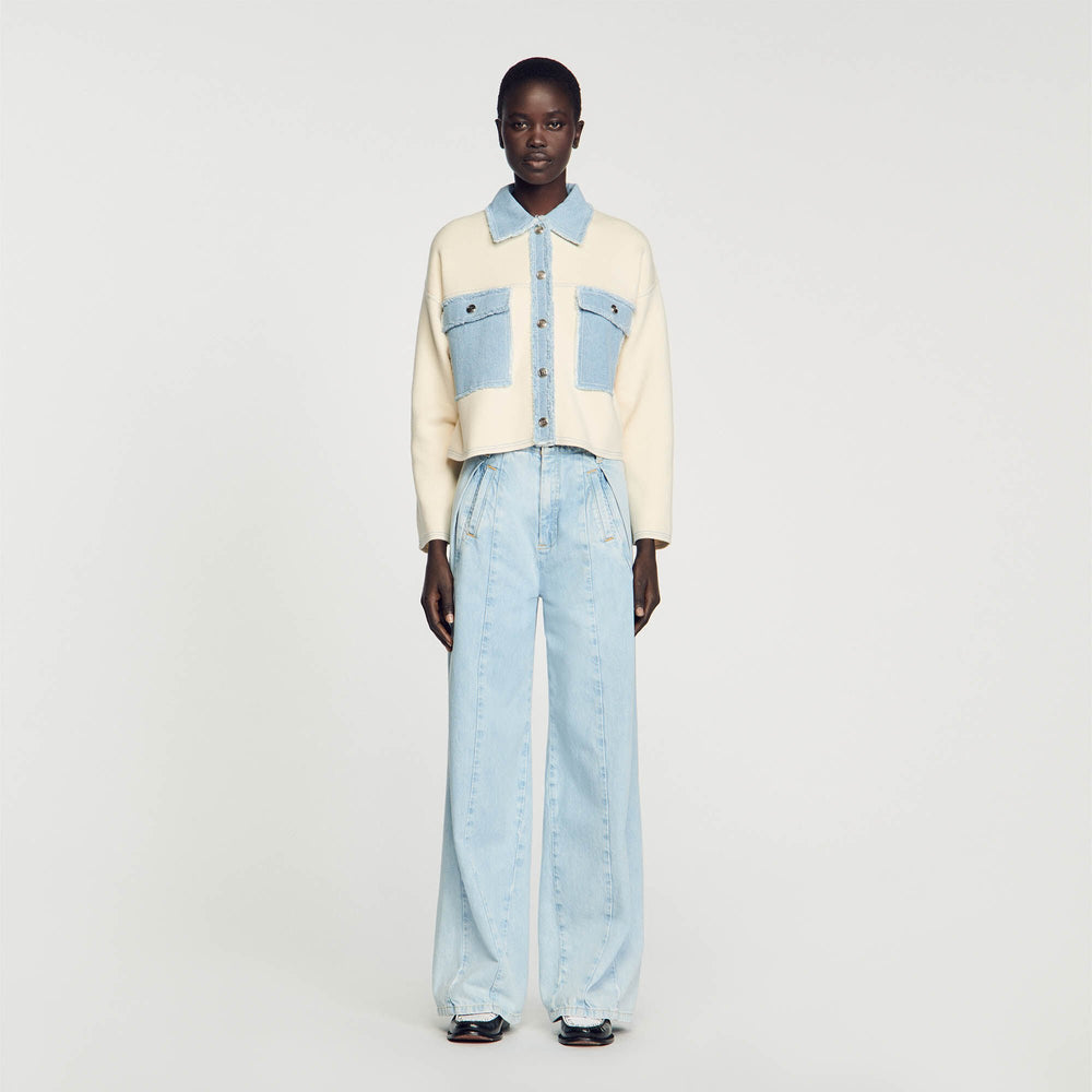 Sandro Women Oversized dual-material coatigan