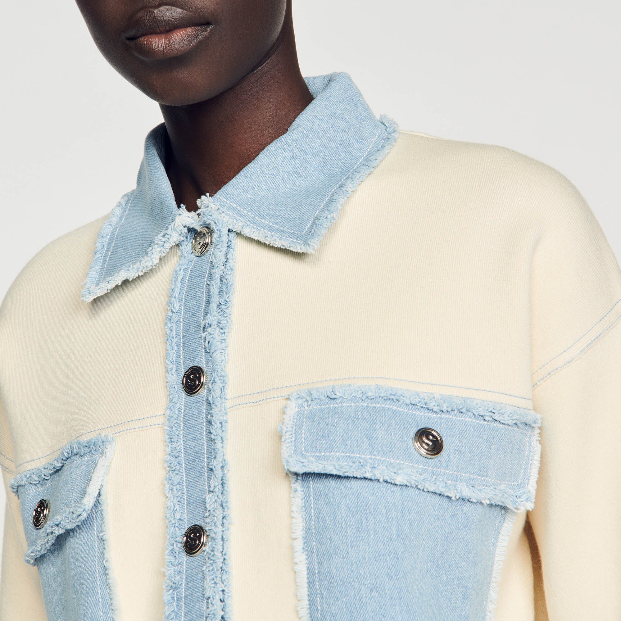 Sandro Women Oversized dual-material coatigan