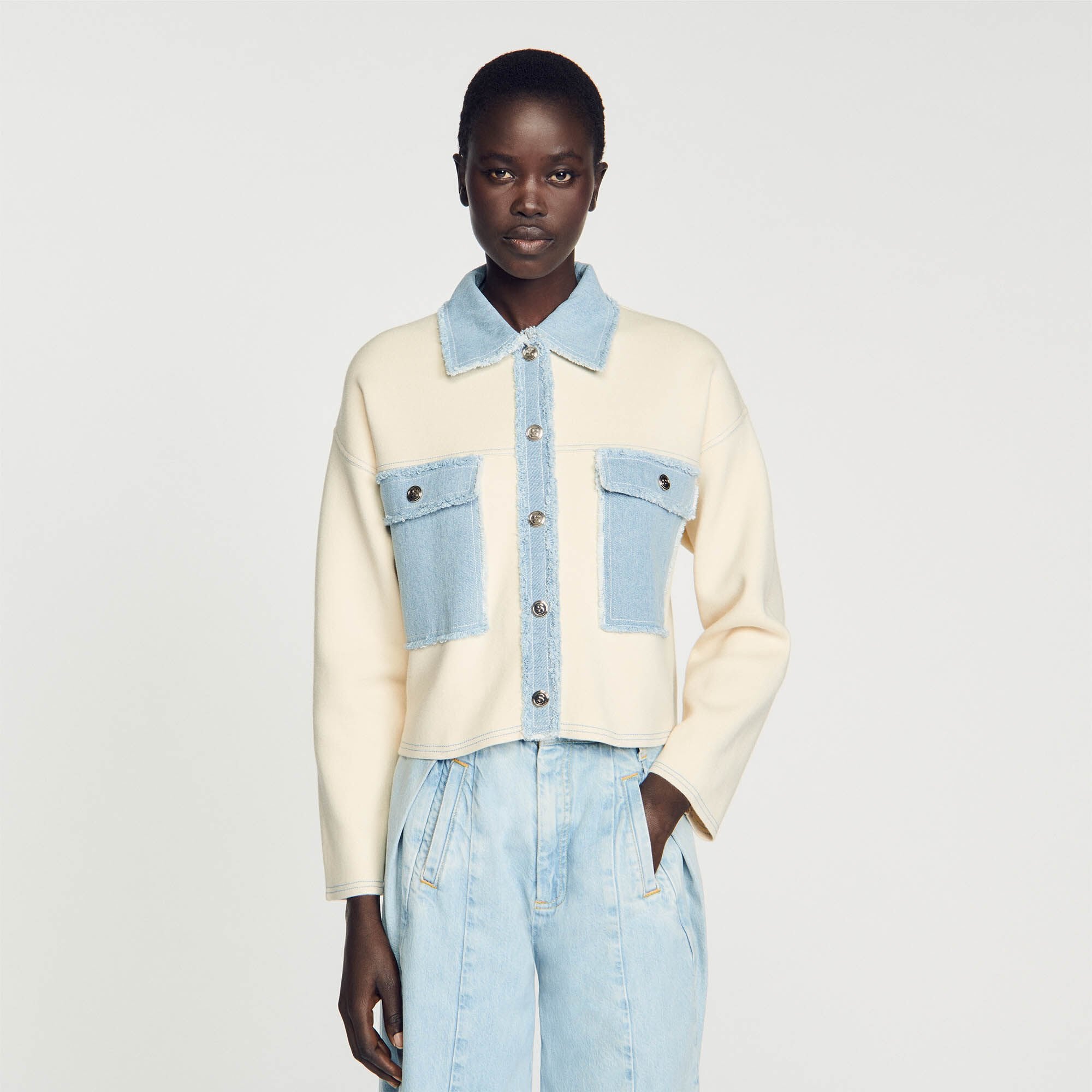 Sandro Women Oversized dual-material coatigan