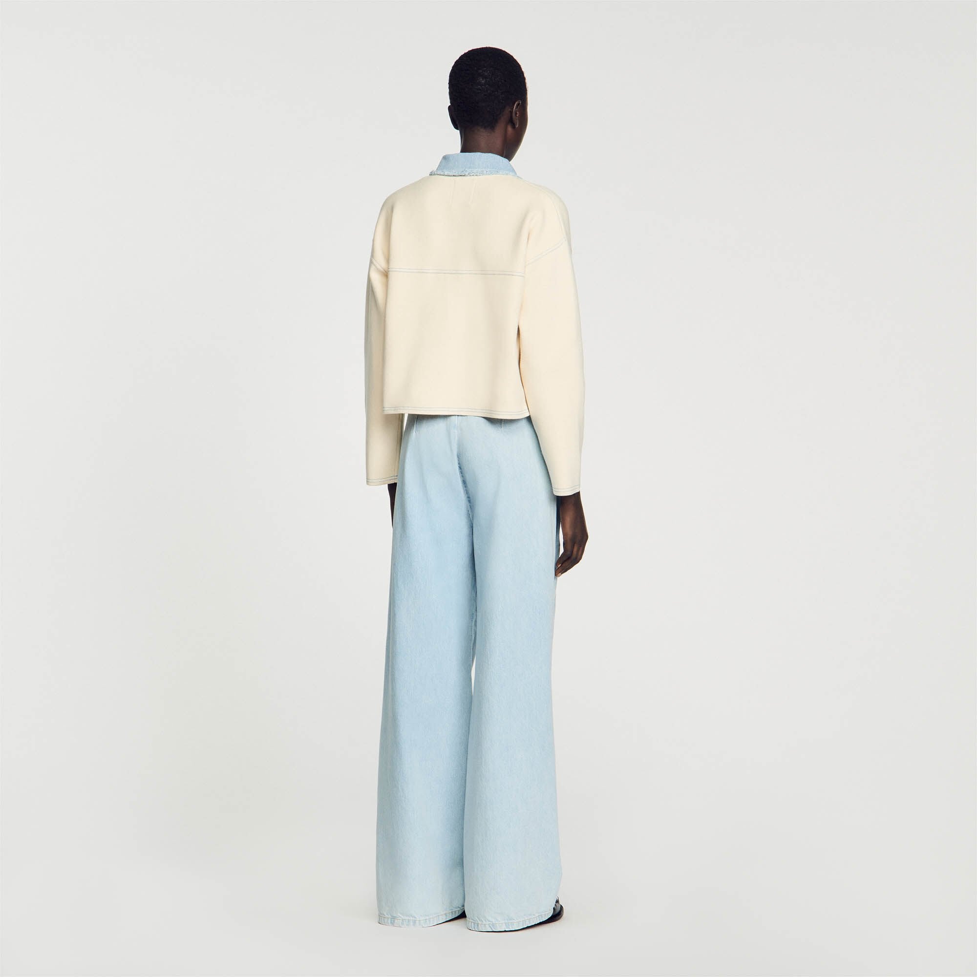 Sandro Women Oversized dual-material coatigan