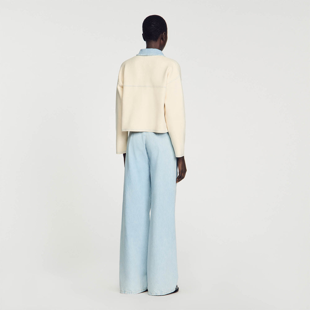 Sandro Women Oversized dual-material coatigan