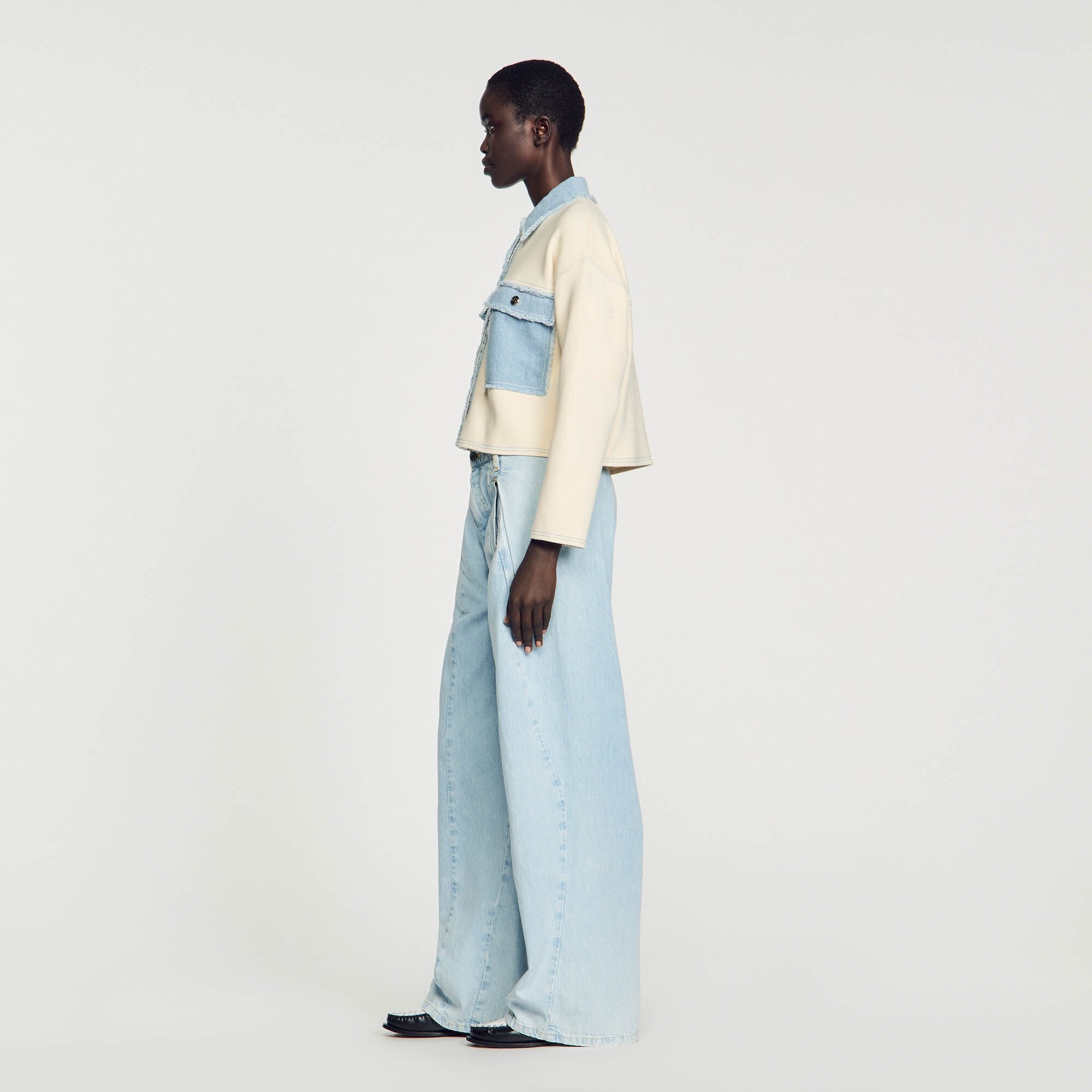 Sandro Women Oversized dual-material coatigan