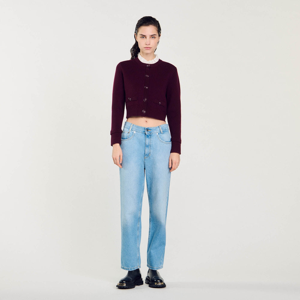 Sandro Women Knit cardigan with ruffled collar