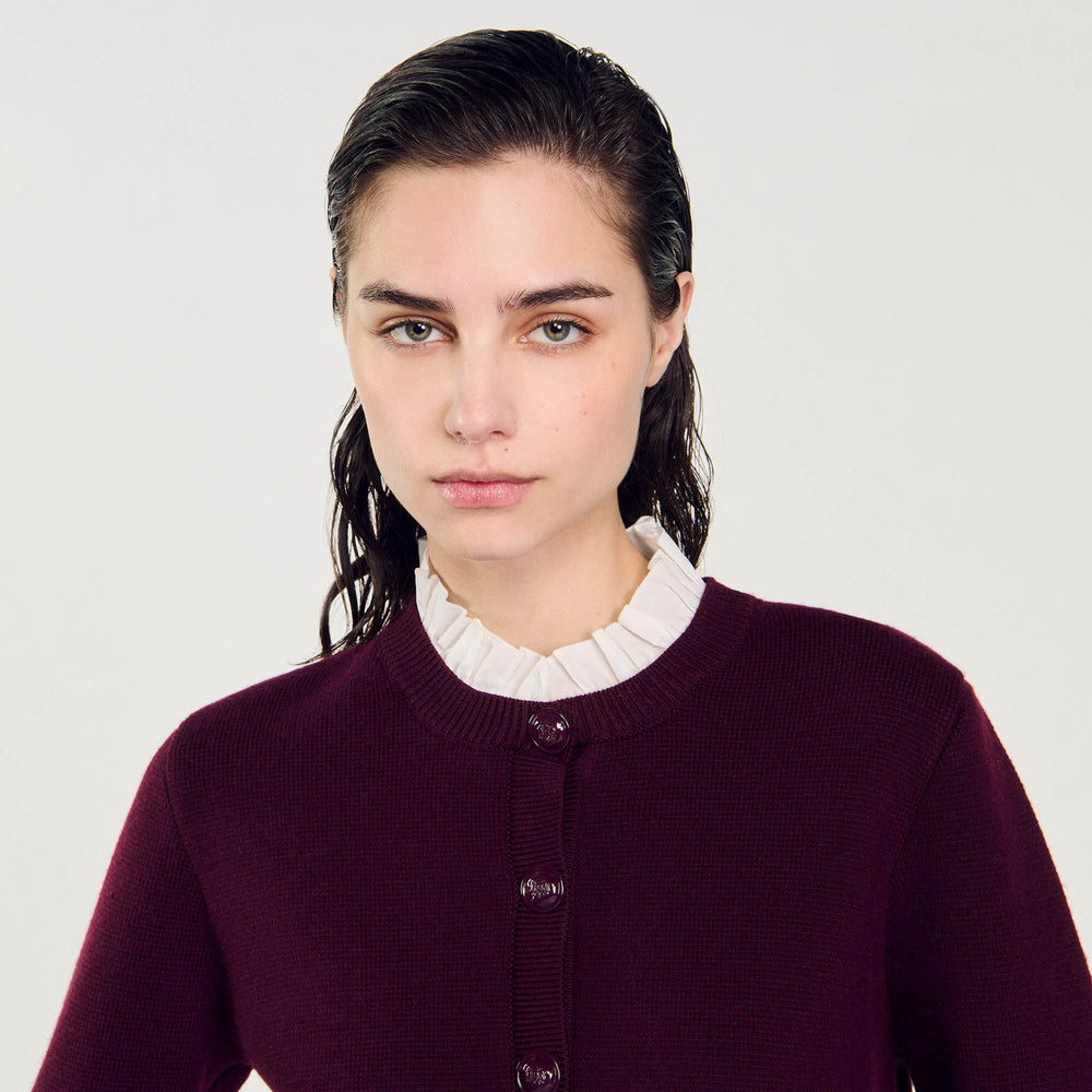 Sandro Women Knit cardigan with ruffled collar