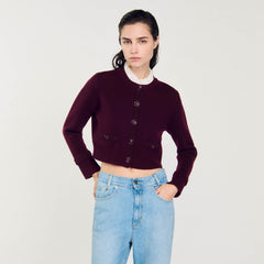 Sandro Women Knit cardigan with ruffled collar