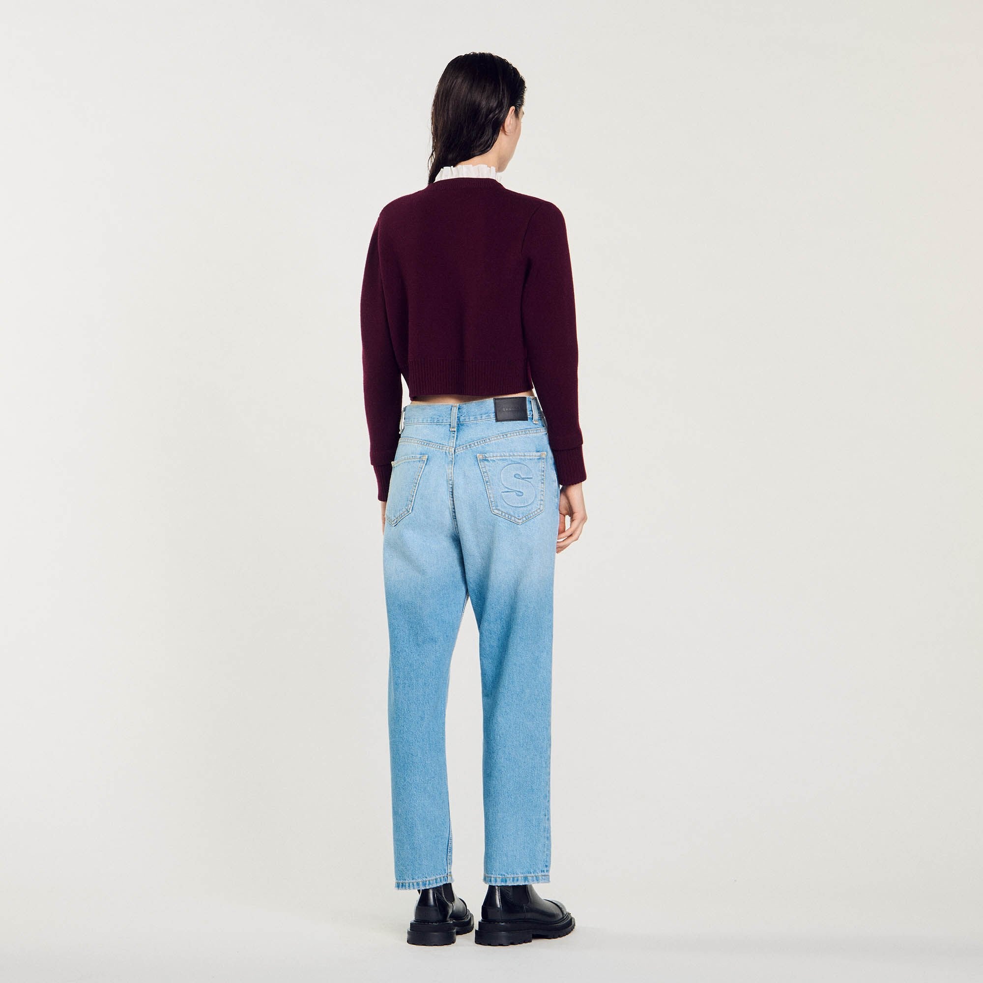 Sandro Women Knit cardigan with ruffled collar