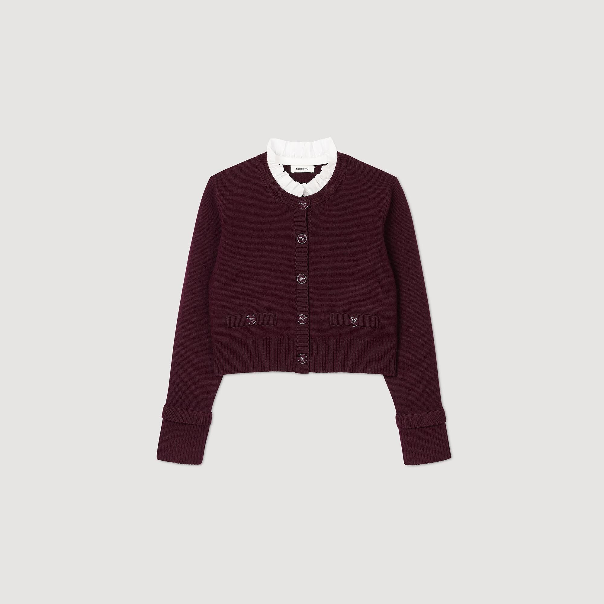 Sandro Women Knit cardigan with ruffled collar
