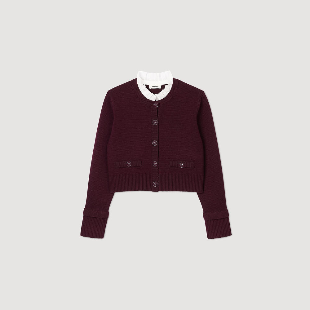 Sandro Women Knit cardigan with ruffled collar