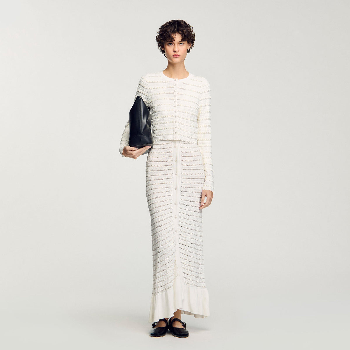 Sandro Women Cropped cardigan with pearl buttons